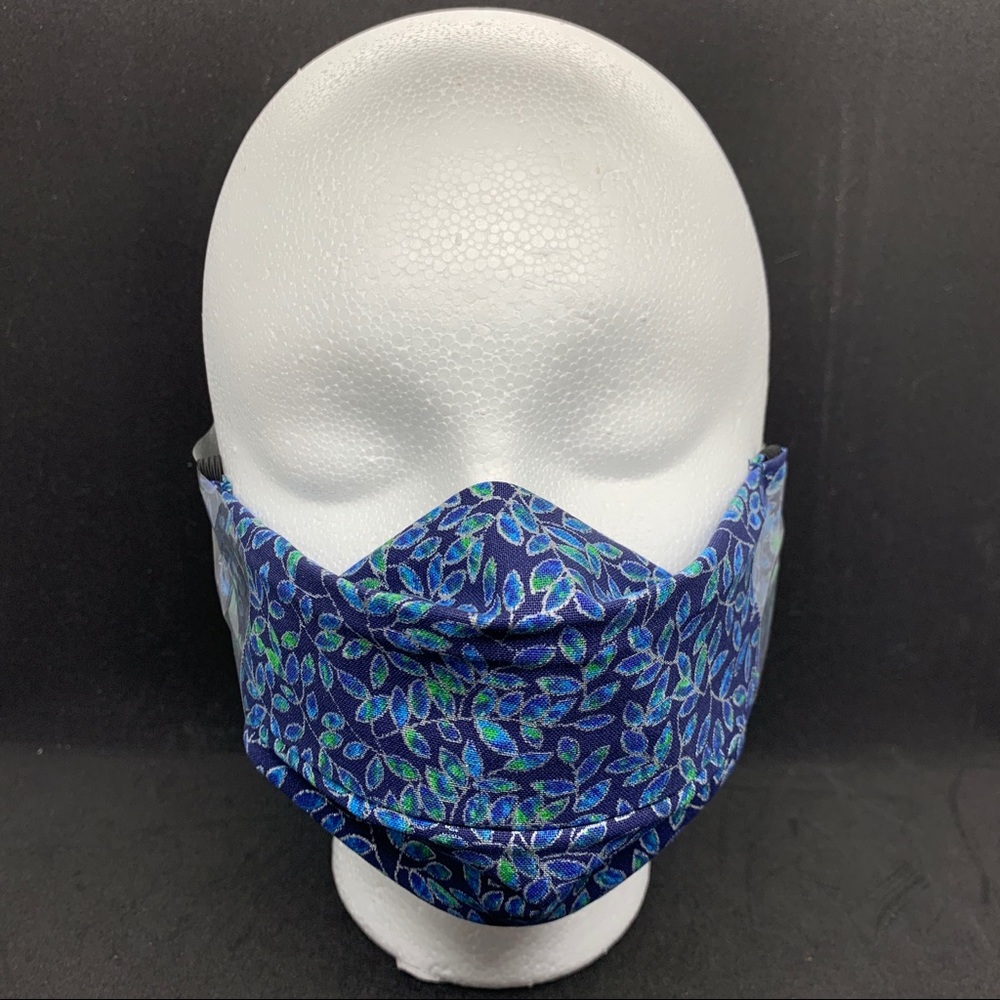 2/$20 Face Mask 3 Layer Nose Bridge Blue Metallic